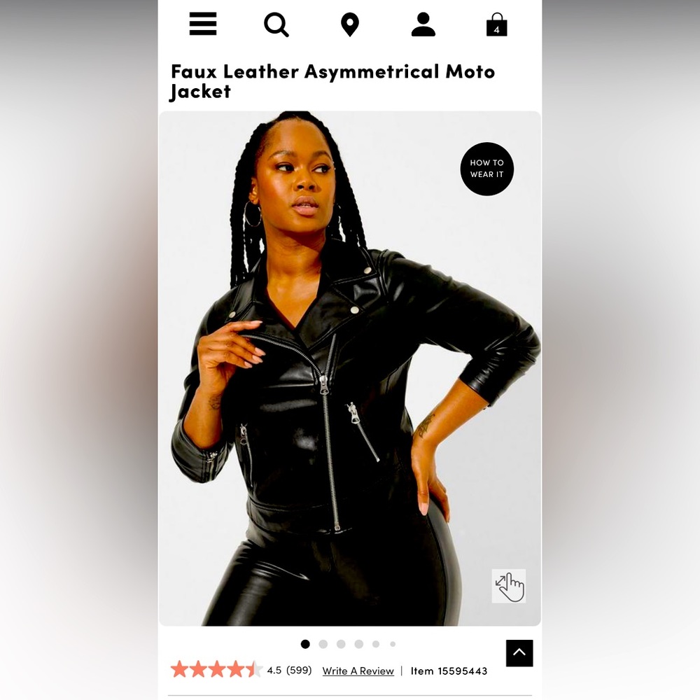 Faux Leather Aymmetrical Moto Jacket, Torrid Size 2